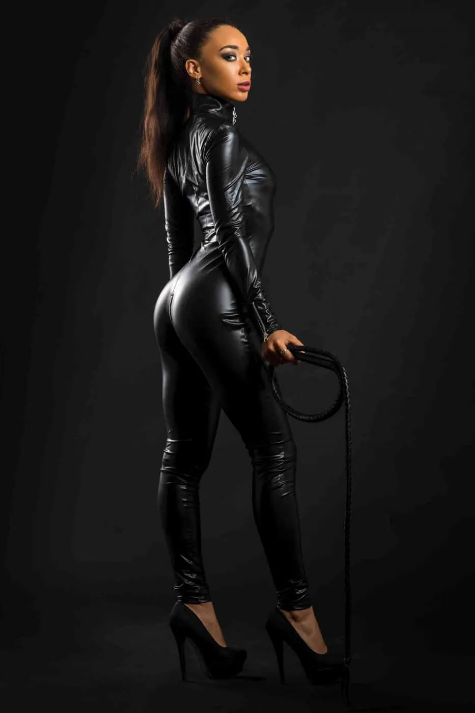 Sweety Wetlook Black Catsuit