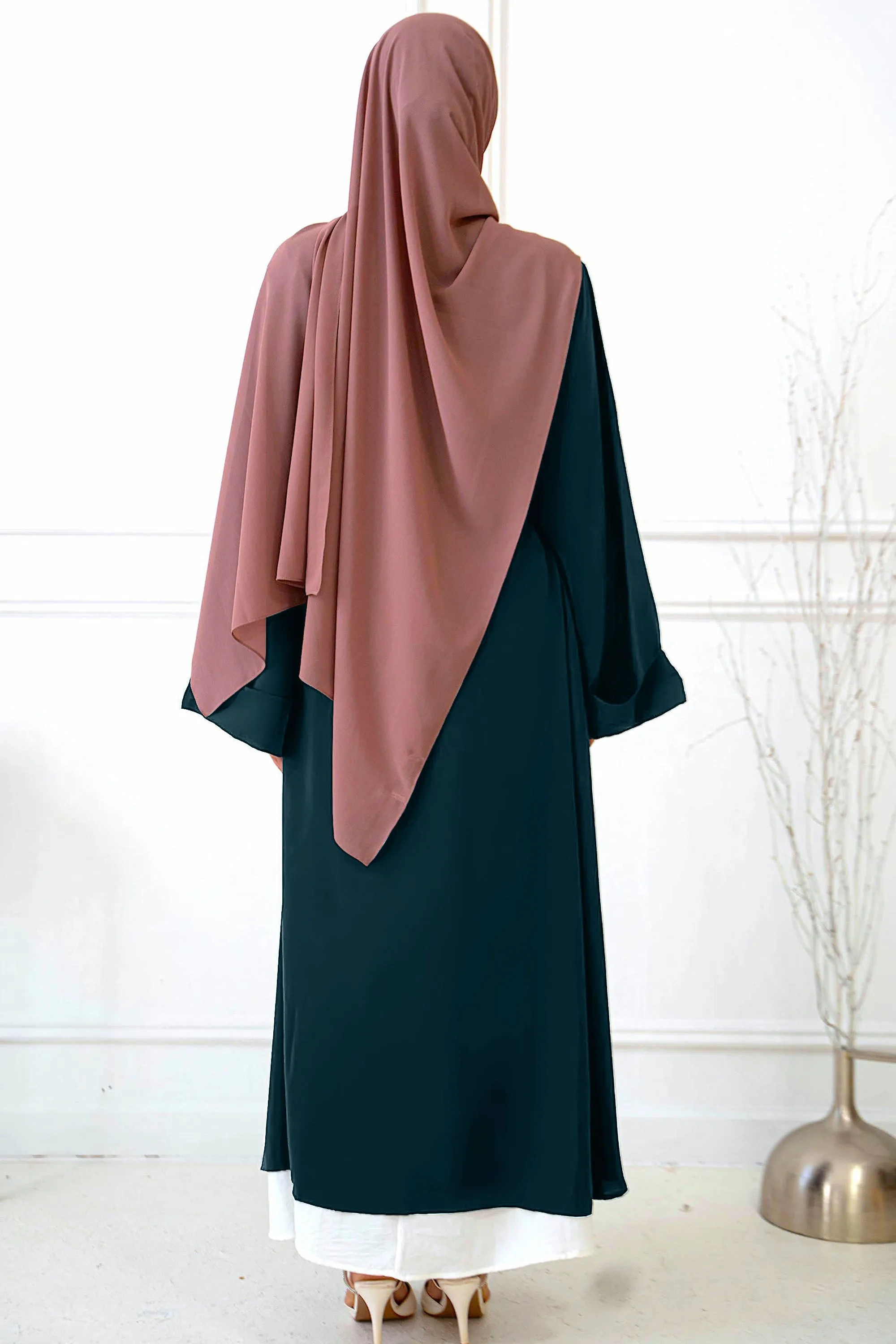 Teal Nida Kimono Sleeve Open Abaya-CLEARANCE