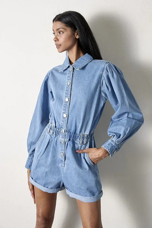 TEEK - MEDIUM WASH VINTAGE SHORT ROMPER