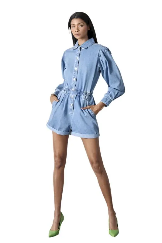 TEEK - MEDIUM WASH VINTAGE SHORT ROMPER