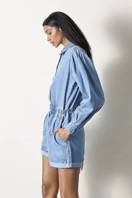 TEEK - MEDIUM WASH VINTAGE SHORT ROMPER