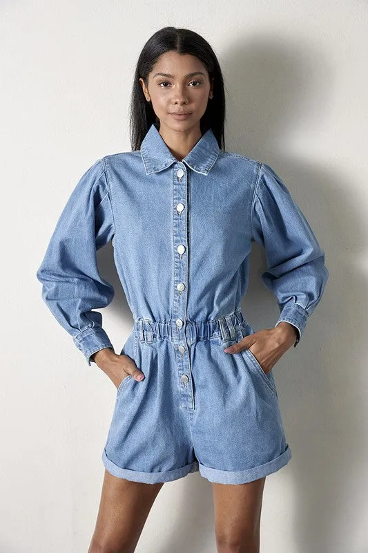 TEEK - MEDIUM WASH VINTAGE SHORT ROMPER