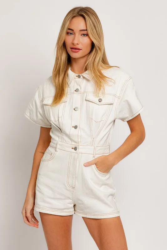 TEEK - Short Sleeve Denim Romper