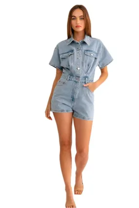 TEEK - Short Sleeve Denim Romper