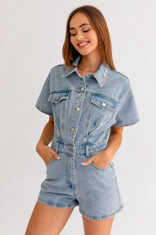 TEEK - Short Sleeve Denim Romper