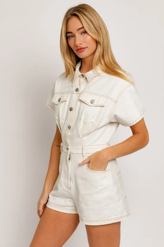 TEEK - Short Sleeve Denim Romper