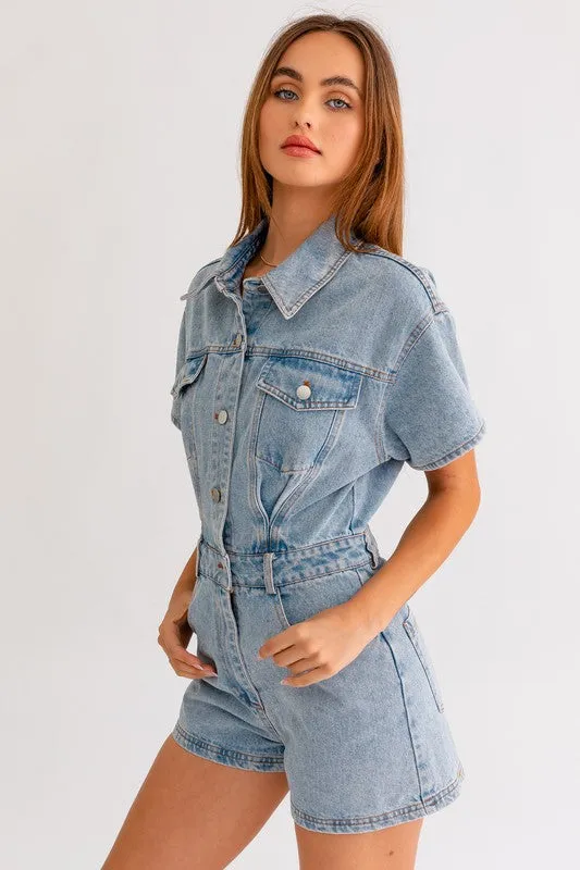 TEEK - Short Sleeve Denim Romper