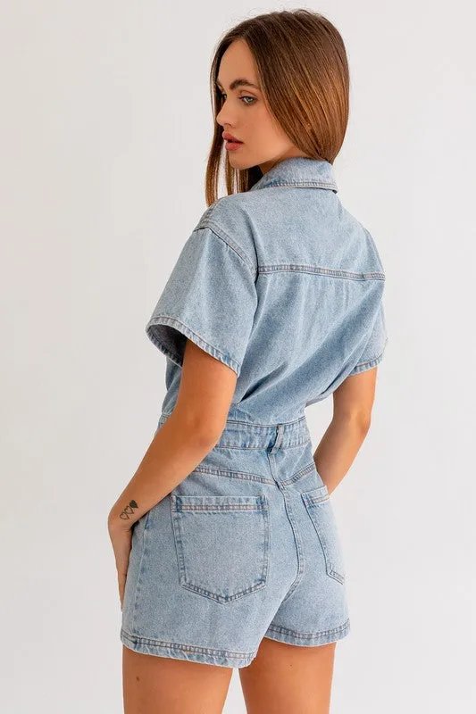 TEEK - Short Sleeve Denim Romper