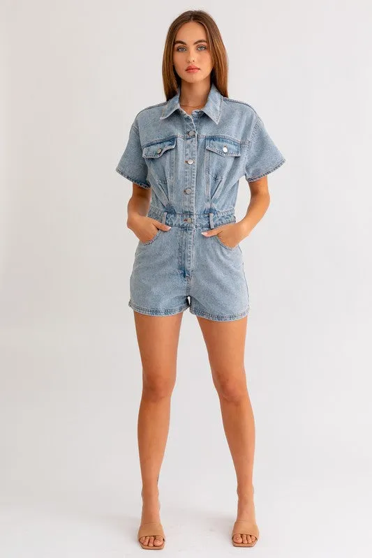 TEEK - Short Sleeve Denim Romper