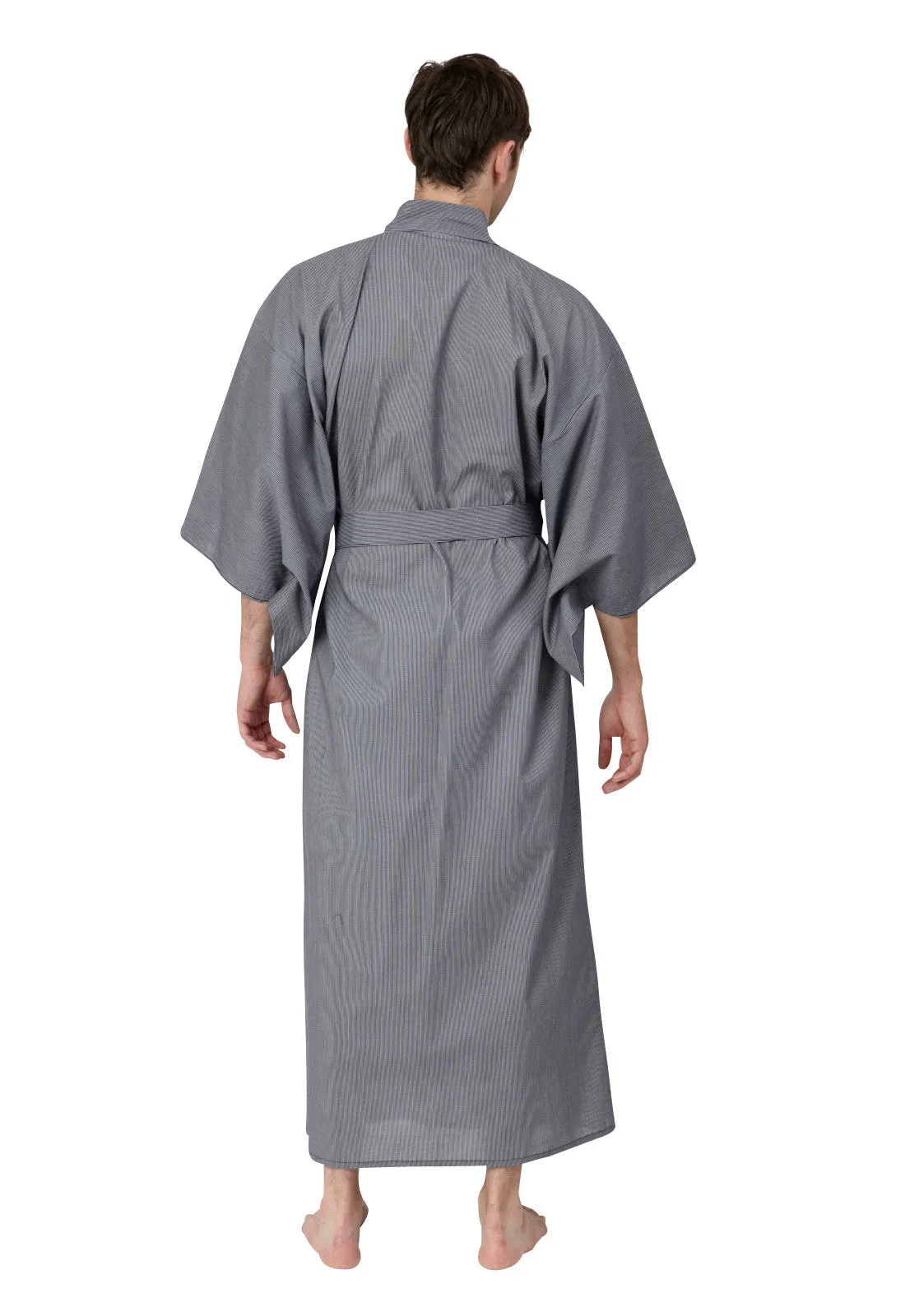 Thin Stripe Long Mens Cotton Yukata Kimono Plus Size