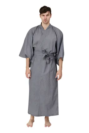 Thin Stripe Long Mens Cotton Yukata Kimono Plus Size