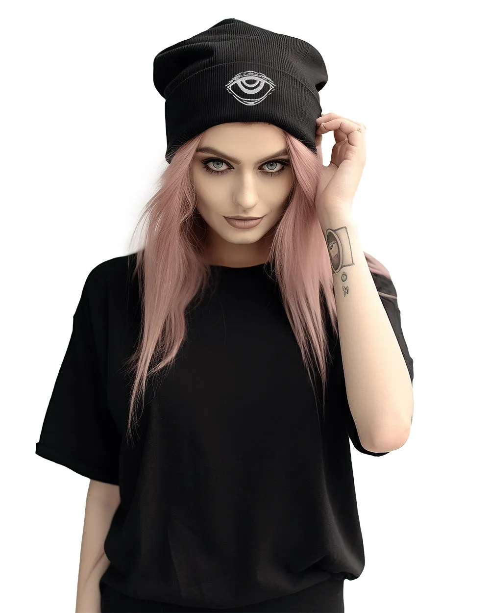 Third Eye Beanie - Unisex Grunge Vegan Knit Hat Alternative Fashion Accessories Alt Style Dark Academia Hats