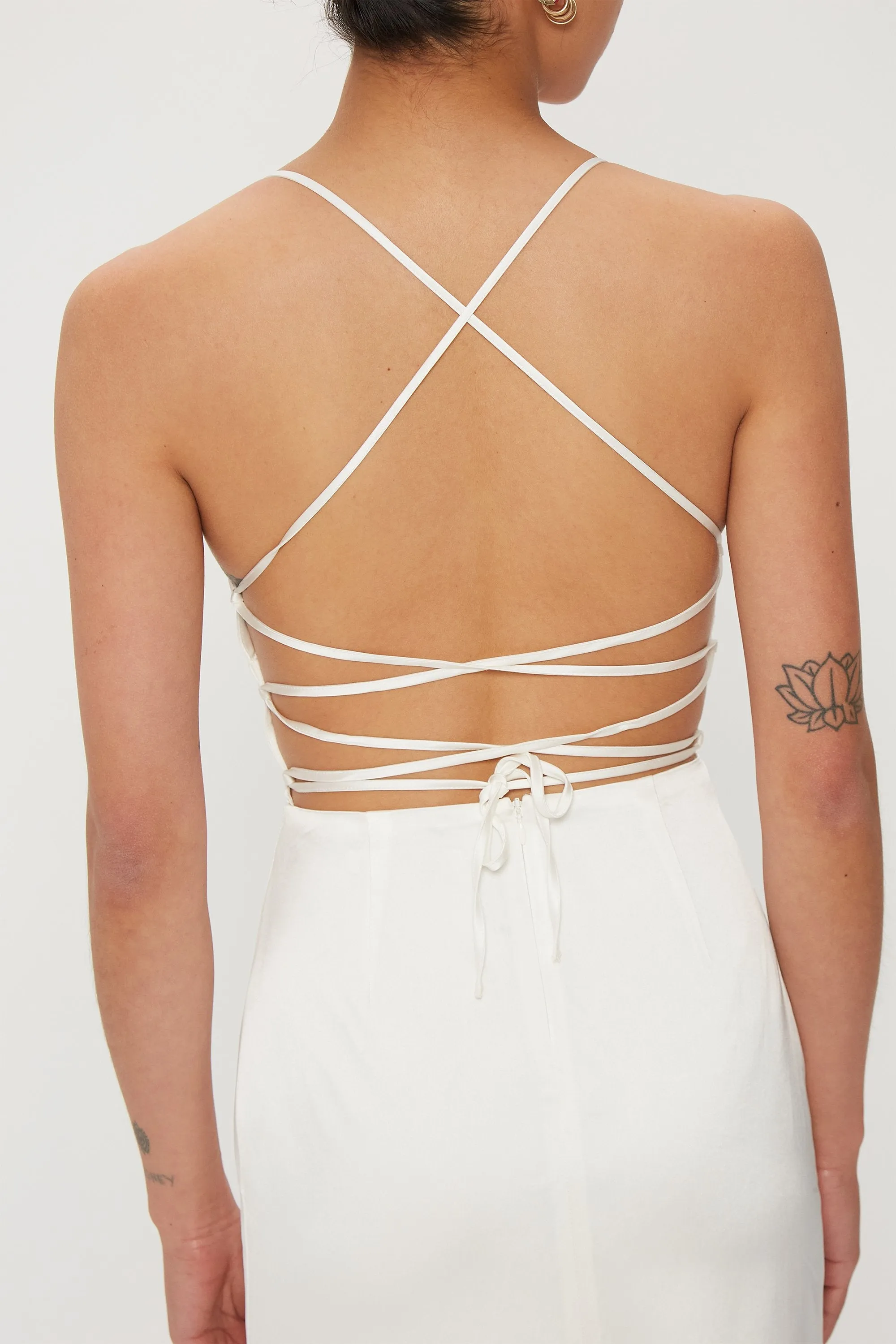 Third Form Long Nights Lace Back Dress - Off White