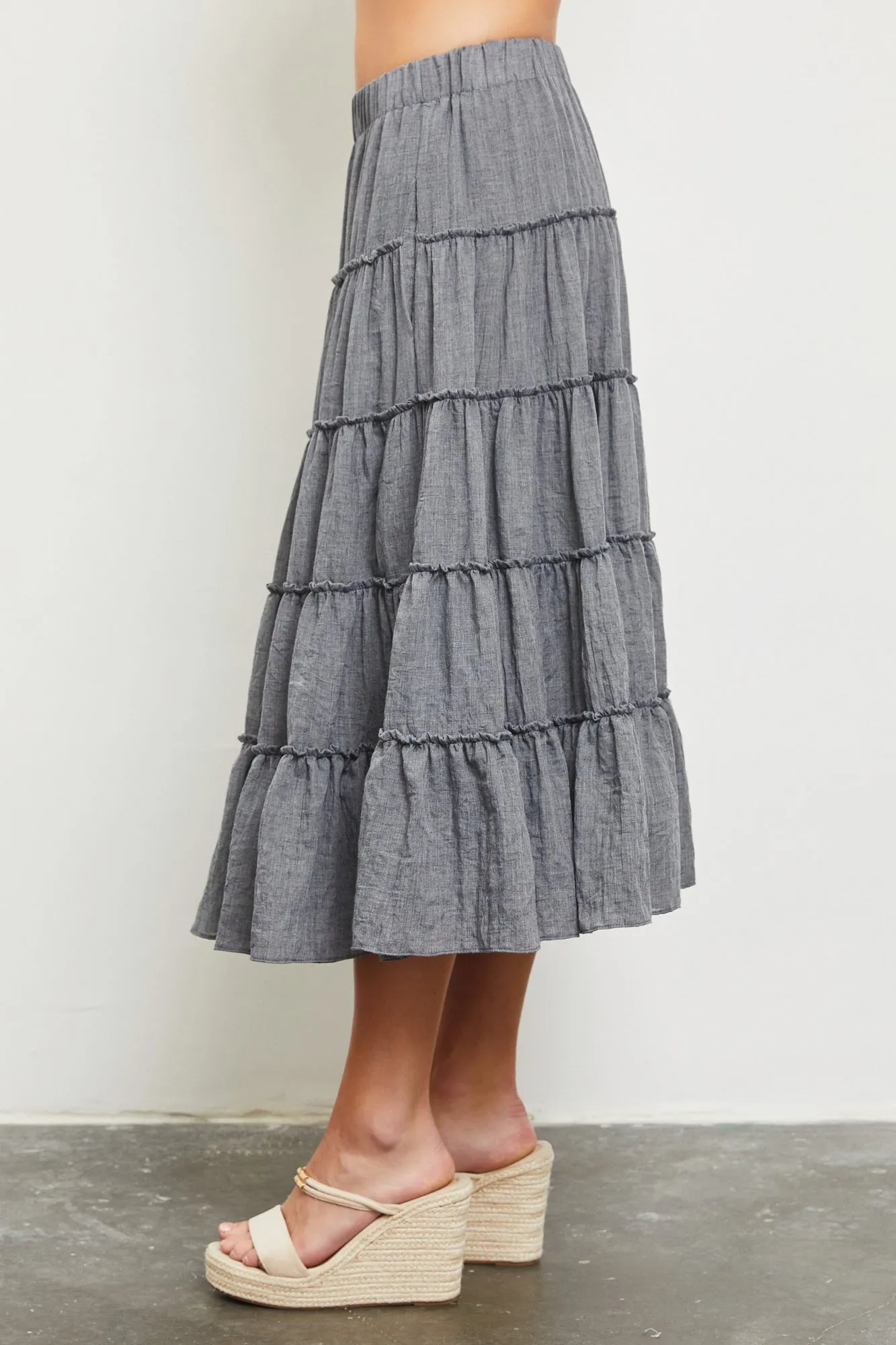 Tiered Midi Skirt