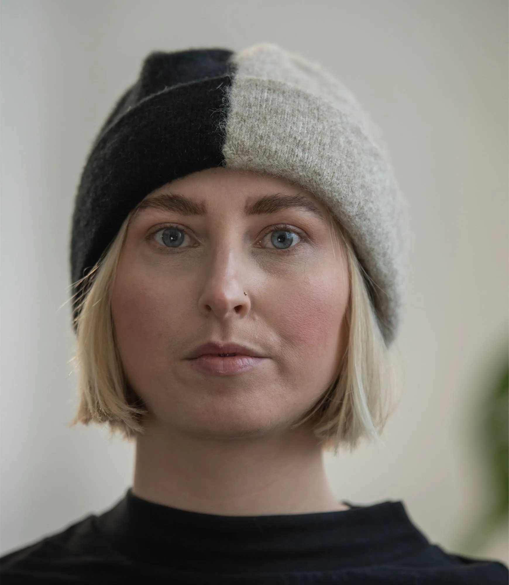 Two Tone Hat - Black and Sand