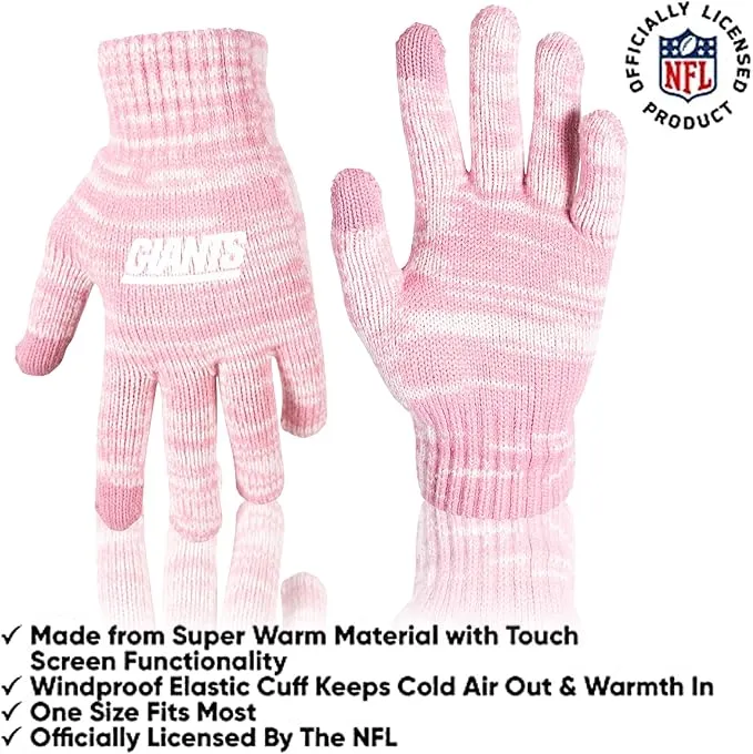 Ultra Game Adults Unisex NFL Official Super Soft Winter Beanie Knit Hat with Extra Warm Touch Screen Gloves|New York Giants