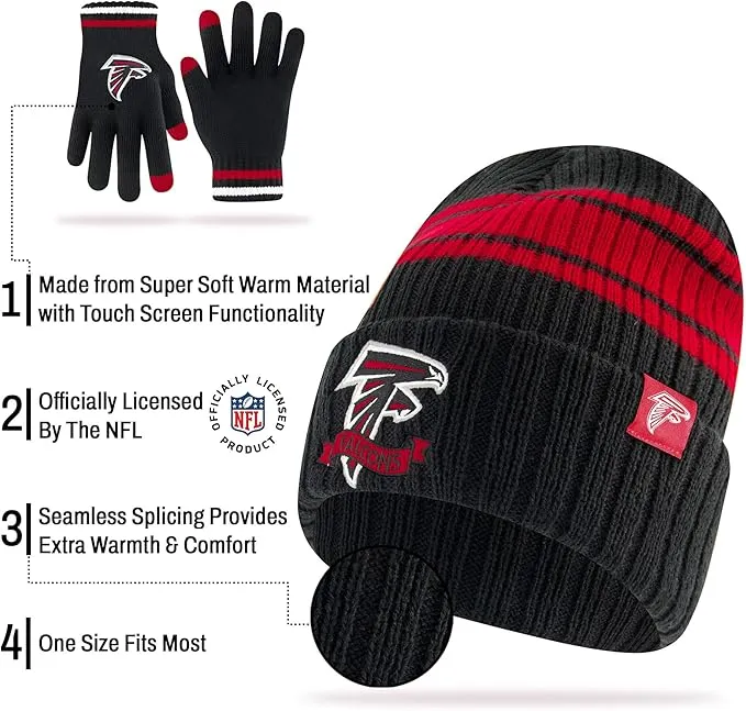 Ultra Game NFL Cleveland Browns Womens Super Soft Team Stripe Winter Beanie Knit Hat with Extra Warm Touch Screen Gloves|Cleveland Browns