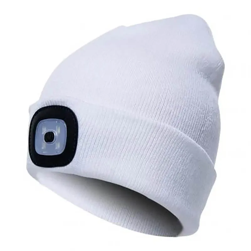 Unisex Winter Warm Knit Hat Head Torch Cap