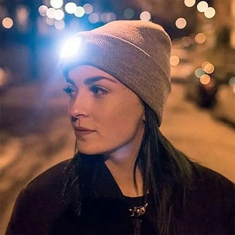 Unisex Winter Warm Knit Hat Head Torch Cap