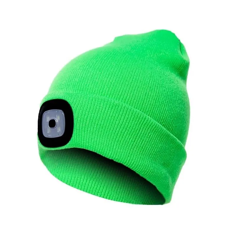 Unisex Winter Warm Knit Hat Head Torch Cap