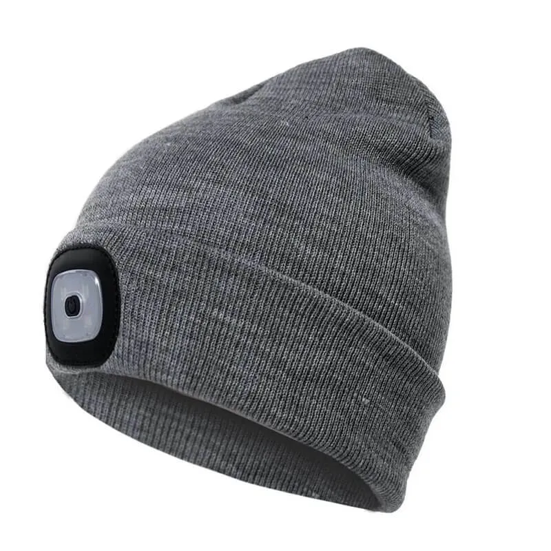 Unisex Winter Warm Knit Hat Head Torch Cap