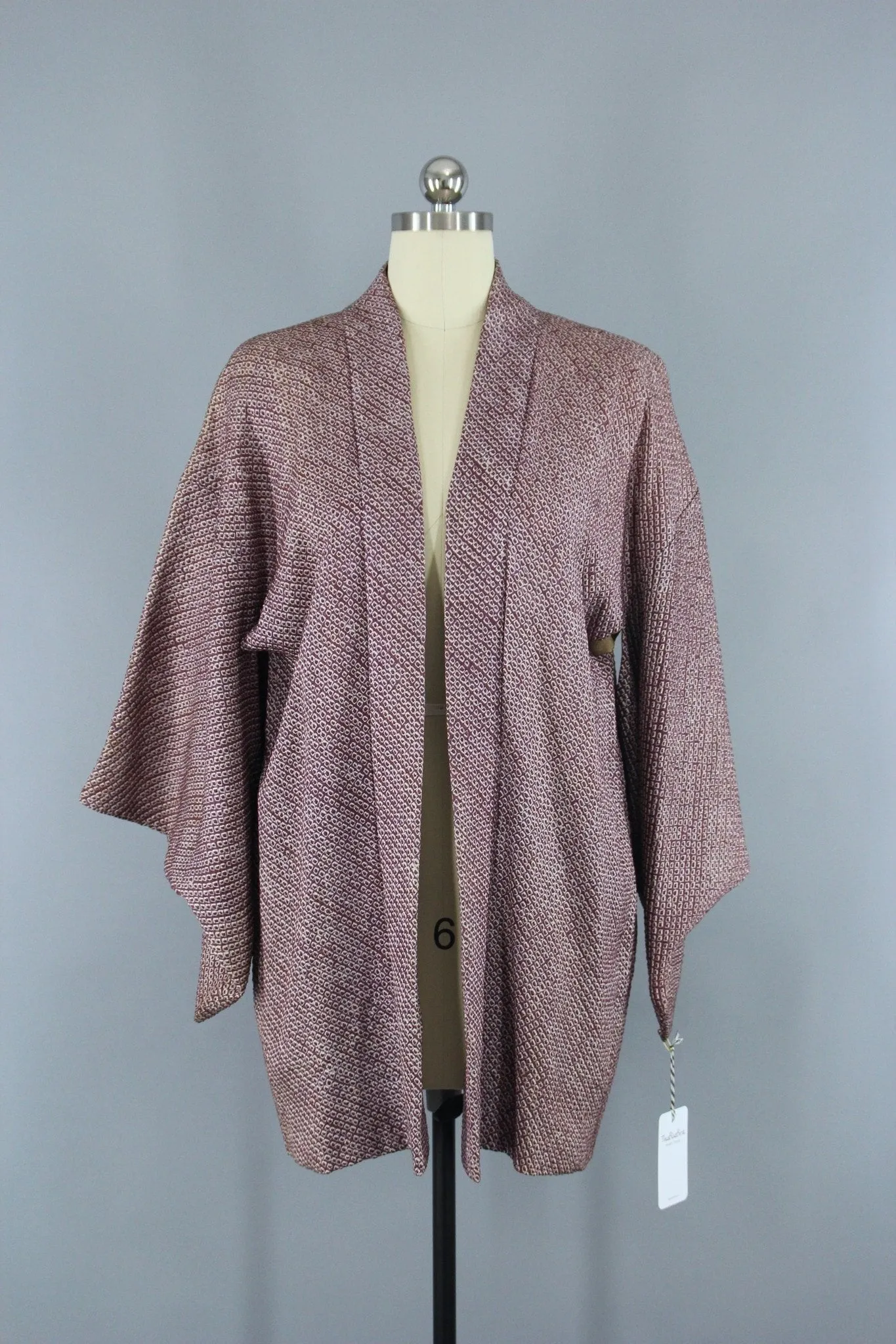 Vintage Purple Shibori Silk Haori Kimono Jacket Cardigan