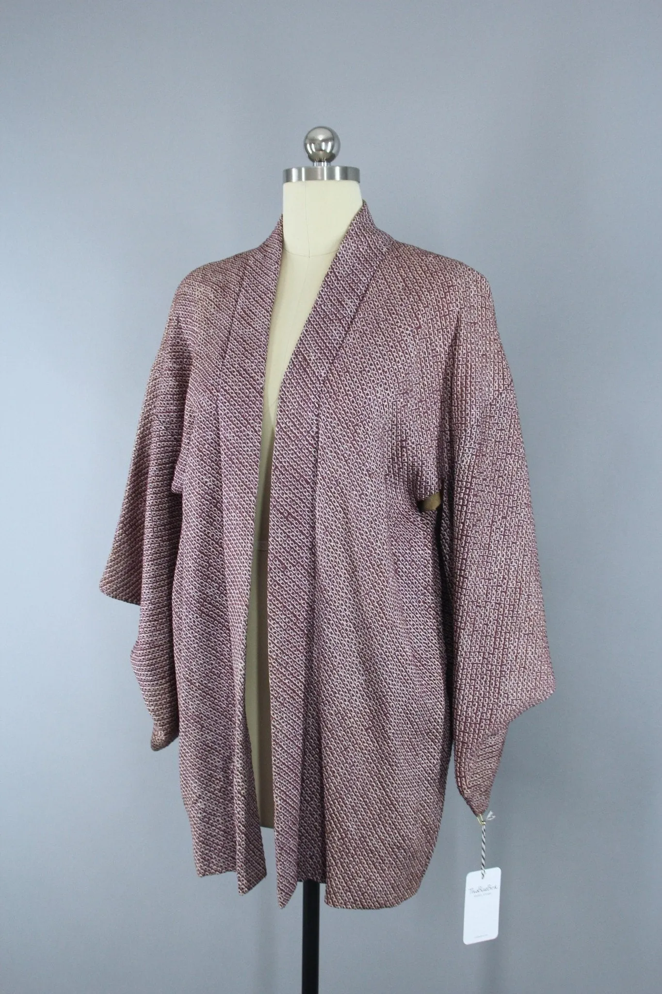 Vintage Purple Shibori Silk Haori Kimono Jacket Cardigan