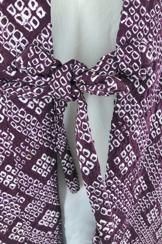 Vintage Purple Shibori Silk Kimono Vest