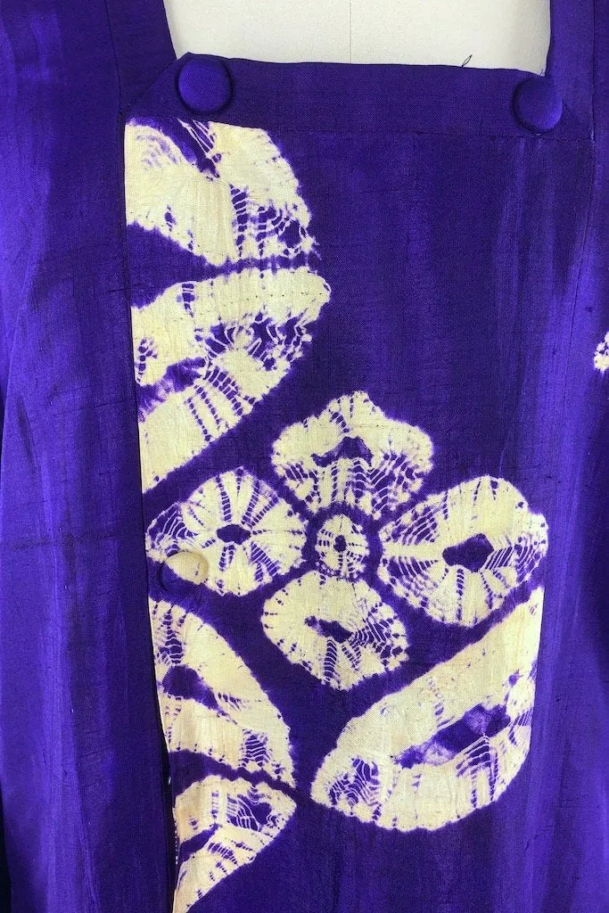 Vintage Purple Silk Shibori Kimono Jacket