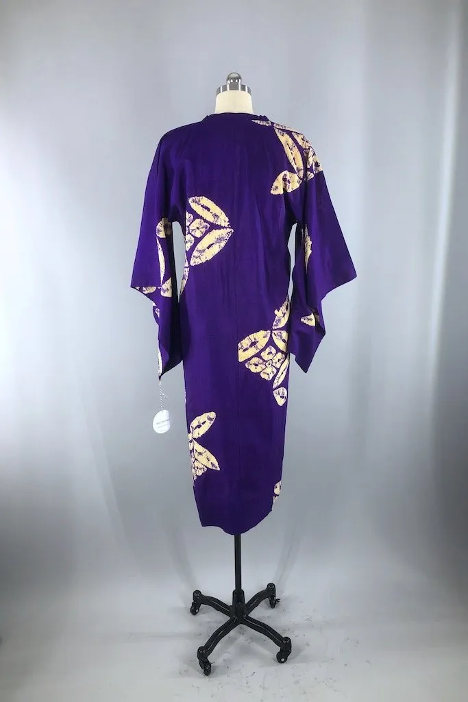 Vintage Purple Silk Shibori Kimono Jacket