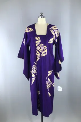 Vintage Purple Silk Shibori Kimono Jacket