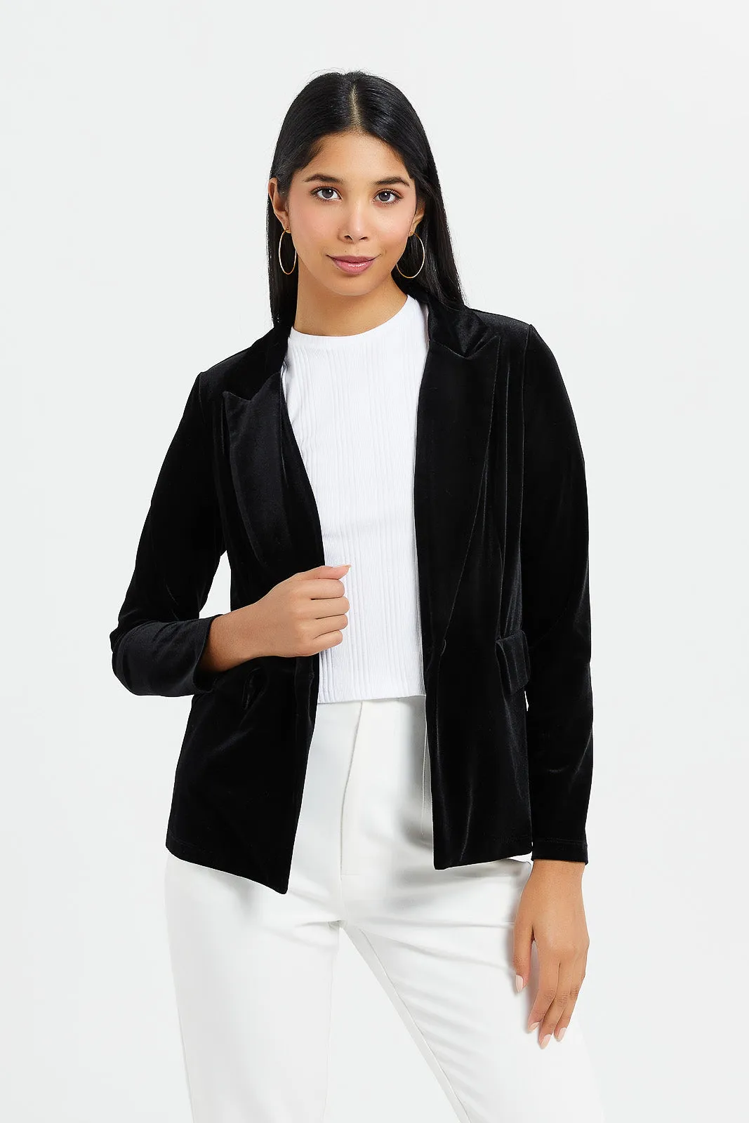 Women Black Velvet Blazer