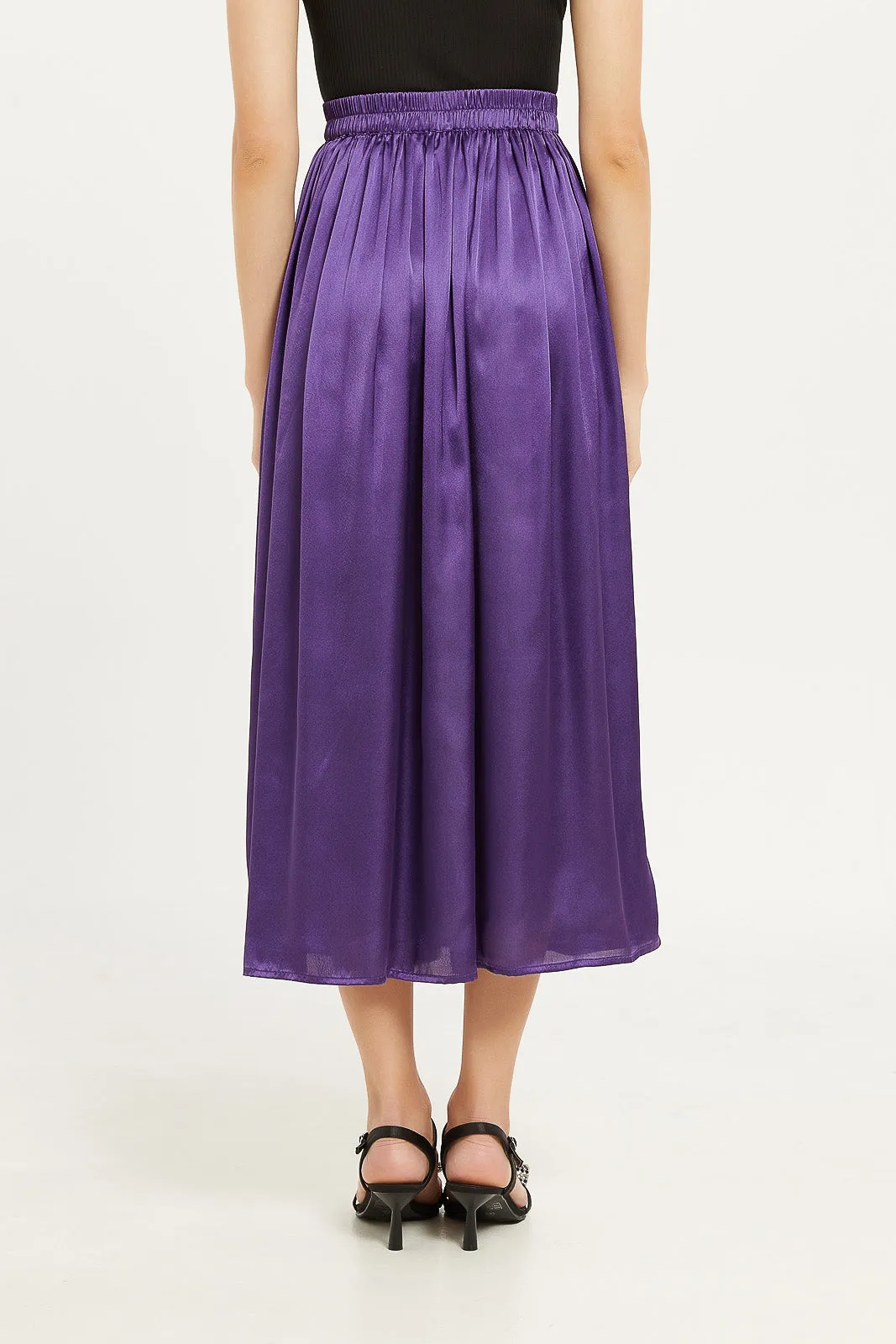 Women Purple Printed Pleated Skirt