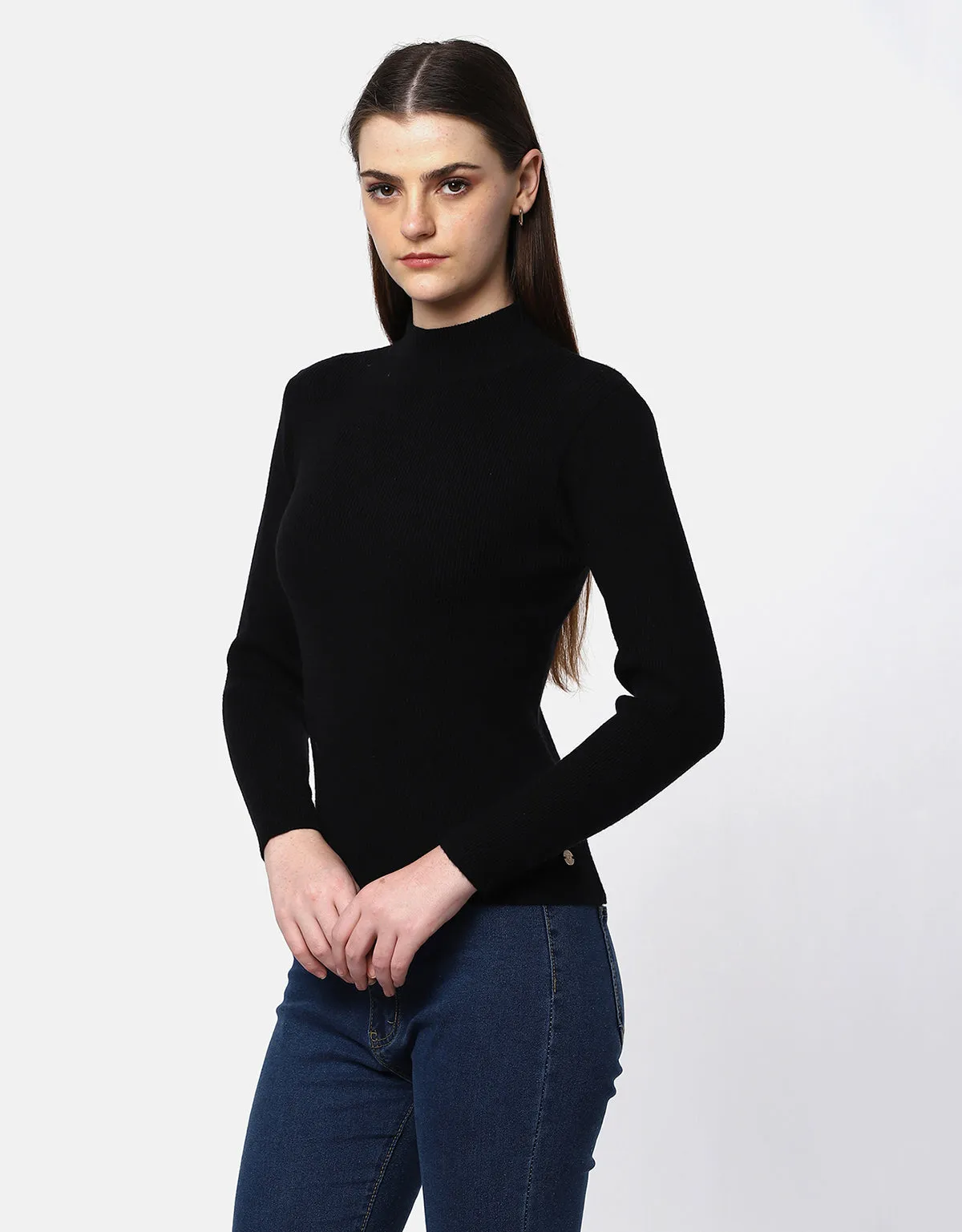 Women Woolen Warm Round Neck Skivvy