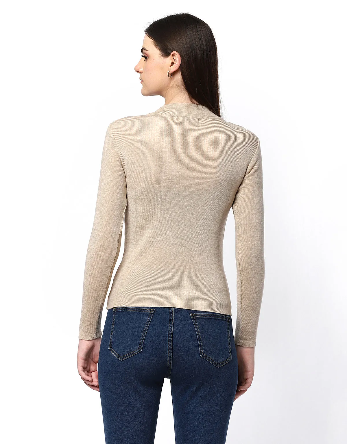 Women Woolen Warm Round Neck Skivvy