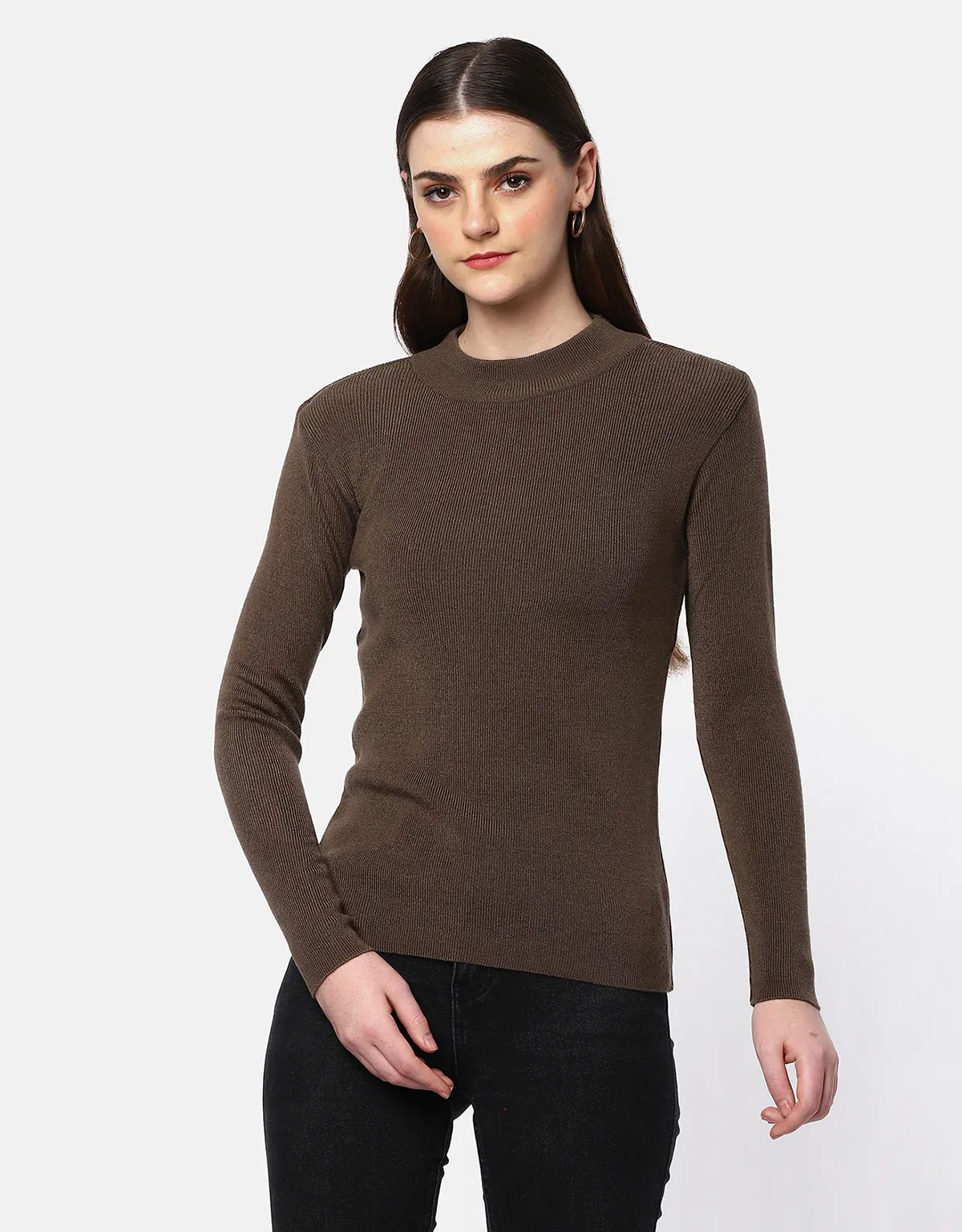 Women Woolen Warm Round Neck Skivvy