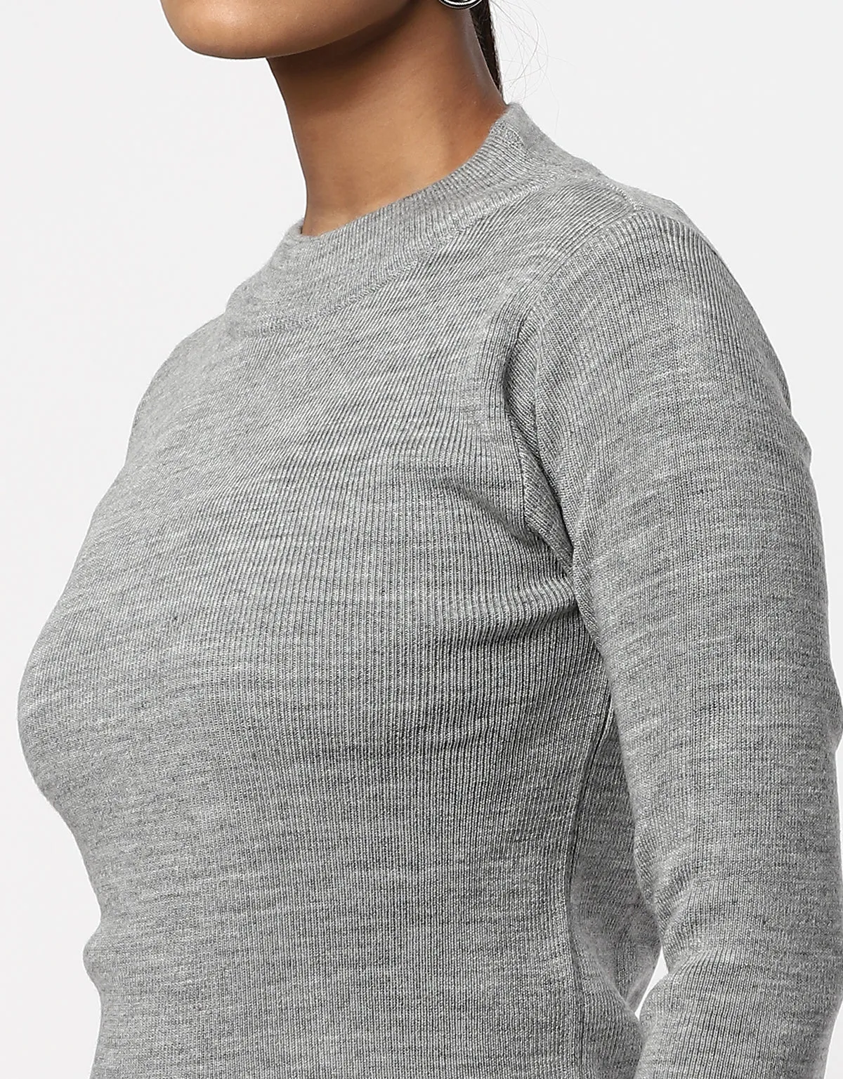 Women Woolen Warm Round Neck Skivvy