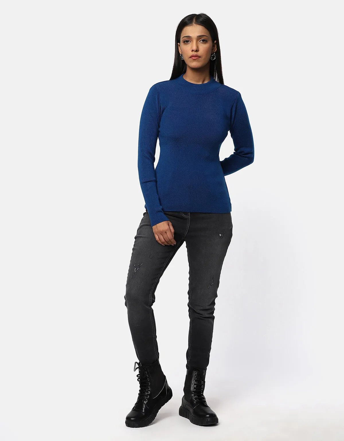 Women Woolen Warm Round Neck Skivvy