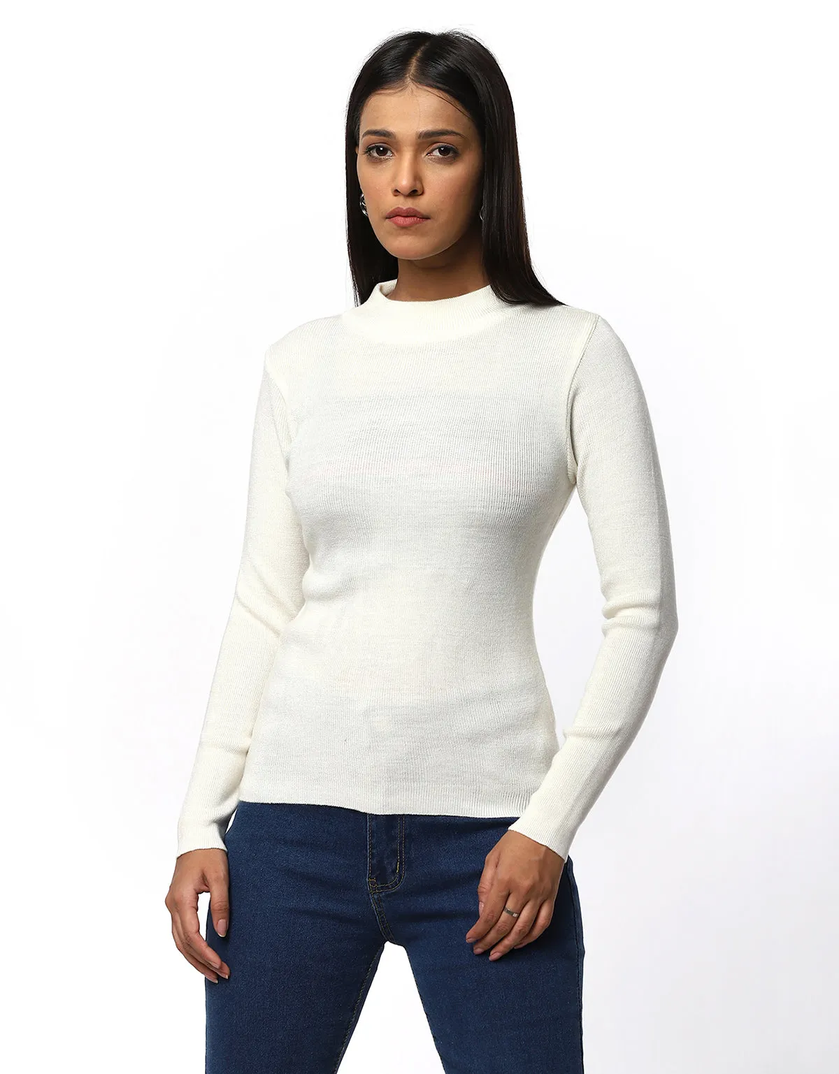 Women Woolen Warm Round Neck Skivvy