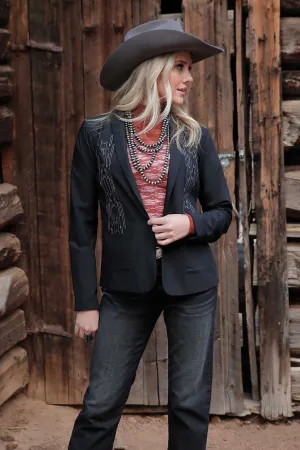 Women's Cruel Black Embroidered Blazer