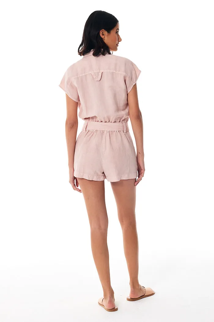 Wren Linen Romper // Pink Clay Pigment