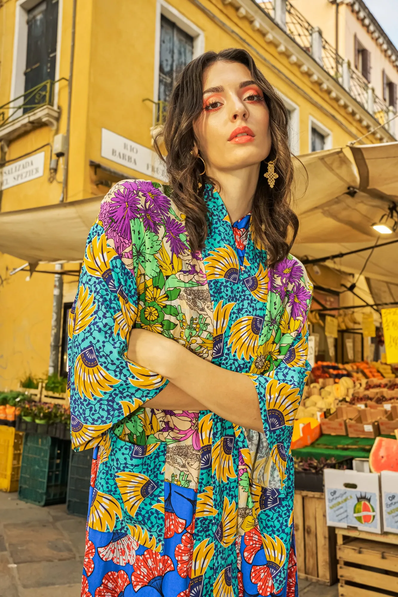 Zola Long Afromono Kimono - In Living Colours Print | ILC OA OG