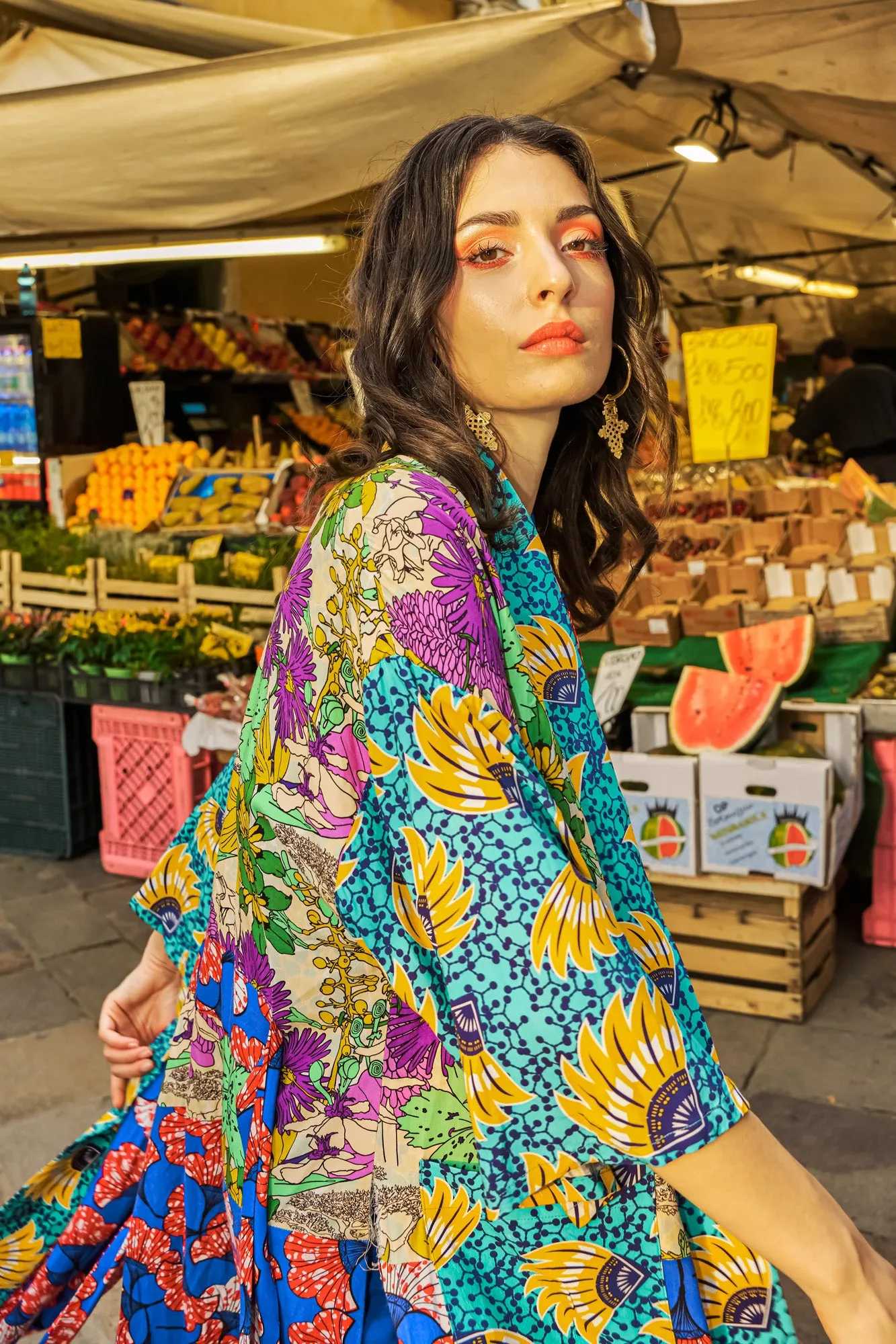 Zola Long Afromono Kimono - In Living Colours Print | ILC OA OG