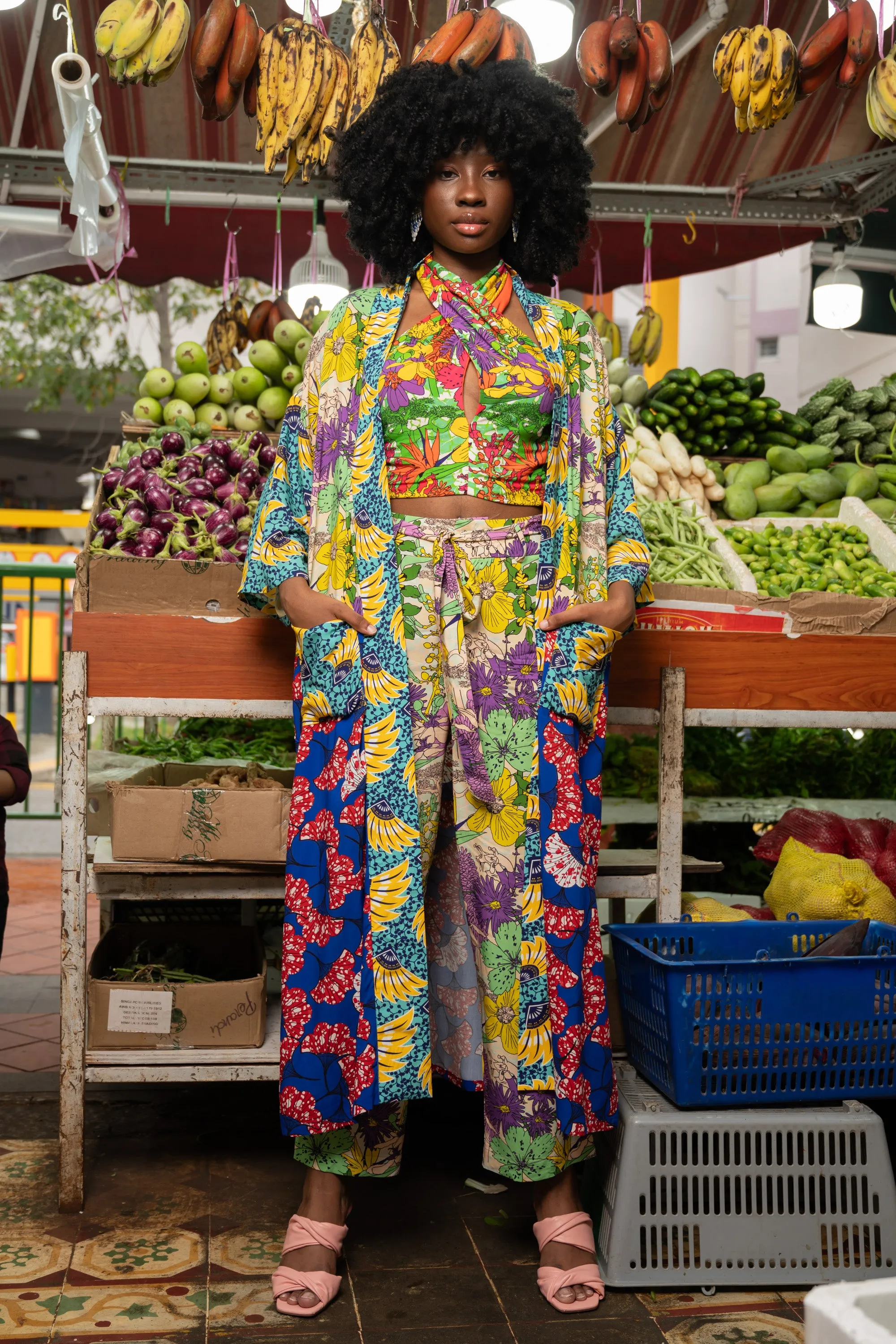 Zola Long Afromono Kimono - In Living Colours Print | ILC OA OG